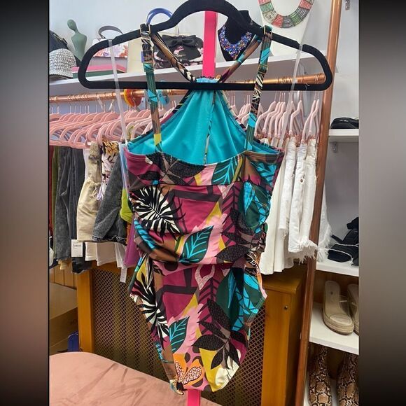 NWT BLEU BY ROD BEATTIE High Neck One-Piece Swimsuit In Multi Color SZ 6 - Picture 5 of 6